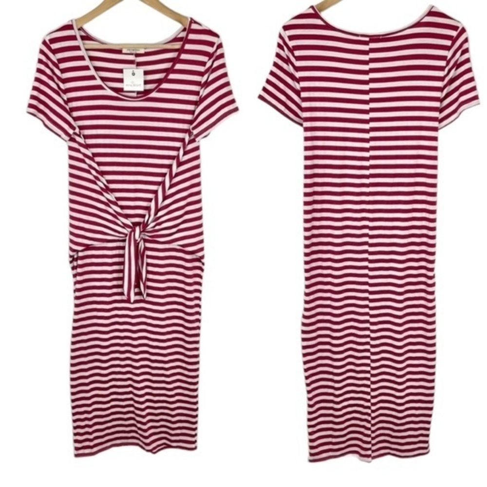 Promesa Red & White Striped Maxi Dress